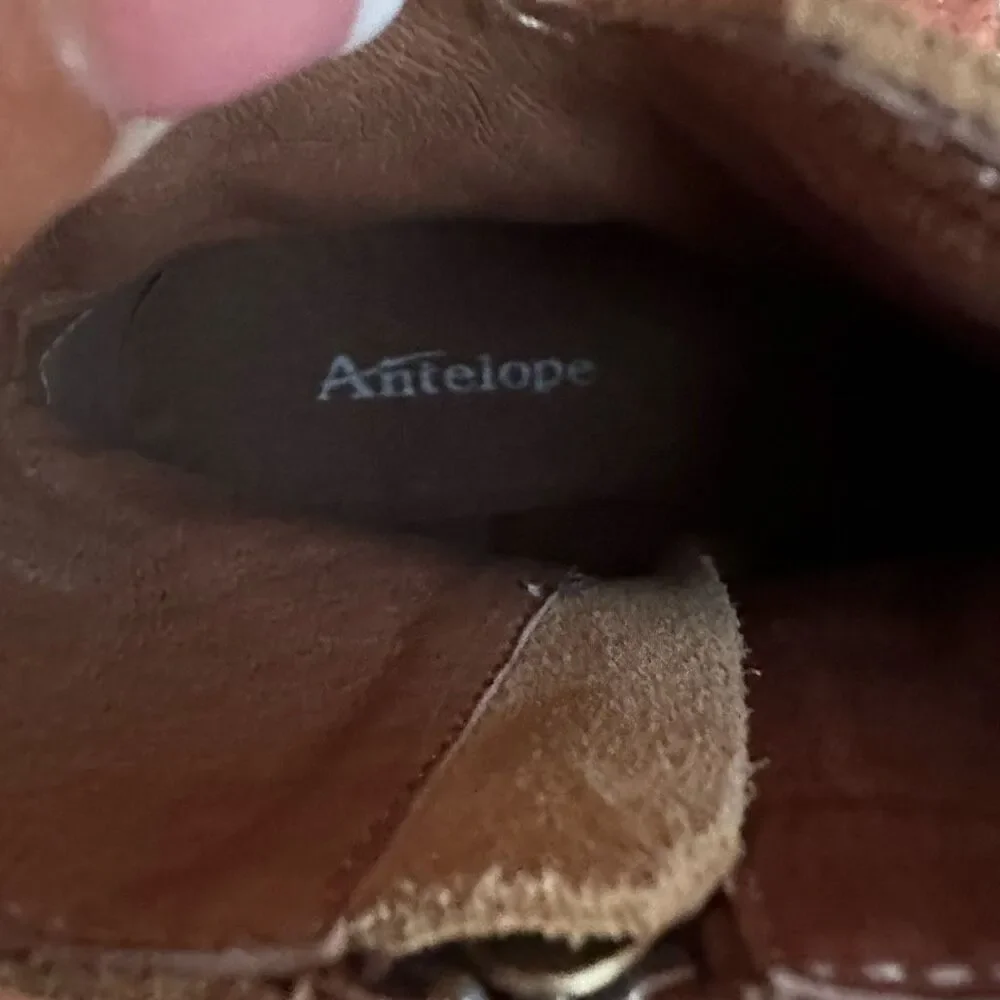 Antelope $239 Demi Leather Ankle Boots Western Zip Womens EU 38 US 7.5-8 NEW
